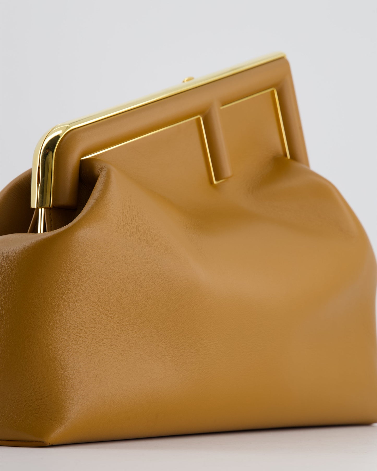 Fendi First Midi Tan Leather Bag with Gold Hardware