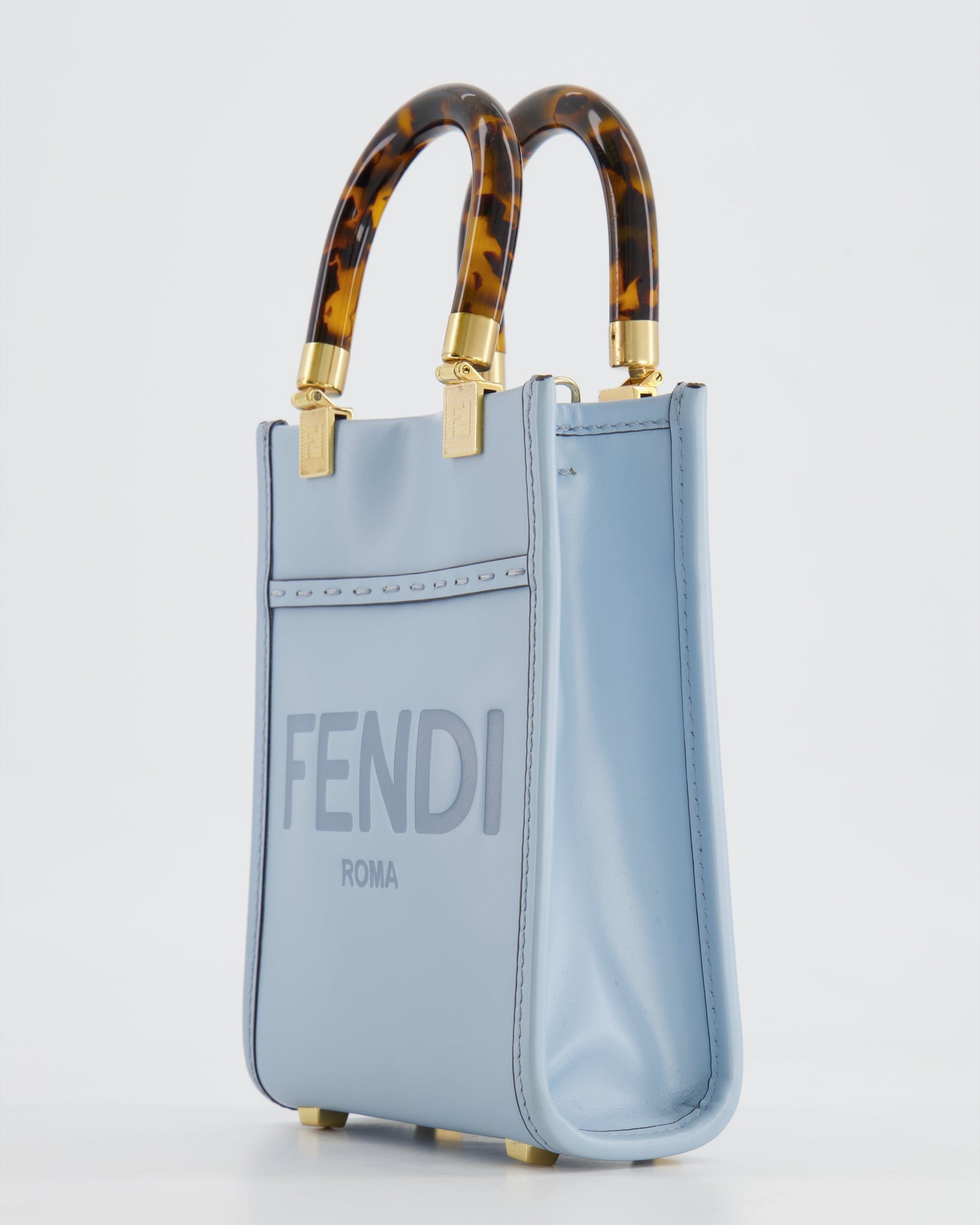 Fendi Baby Blue Leather Sunshine Shopper Mini Bag