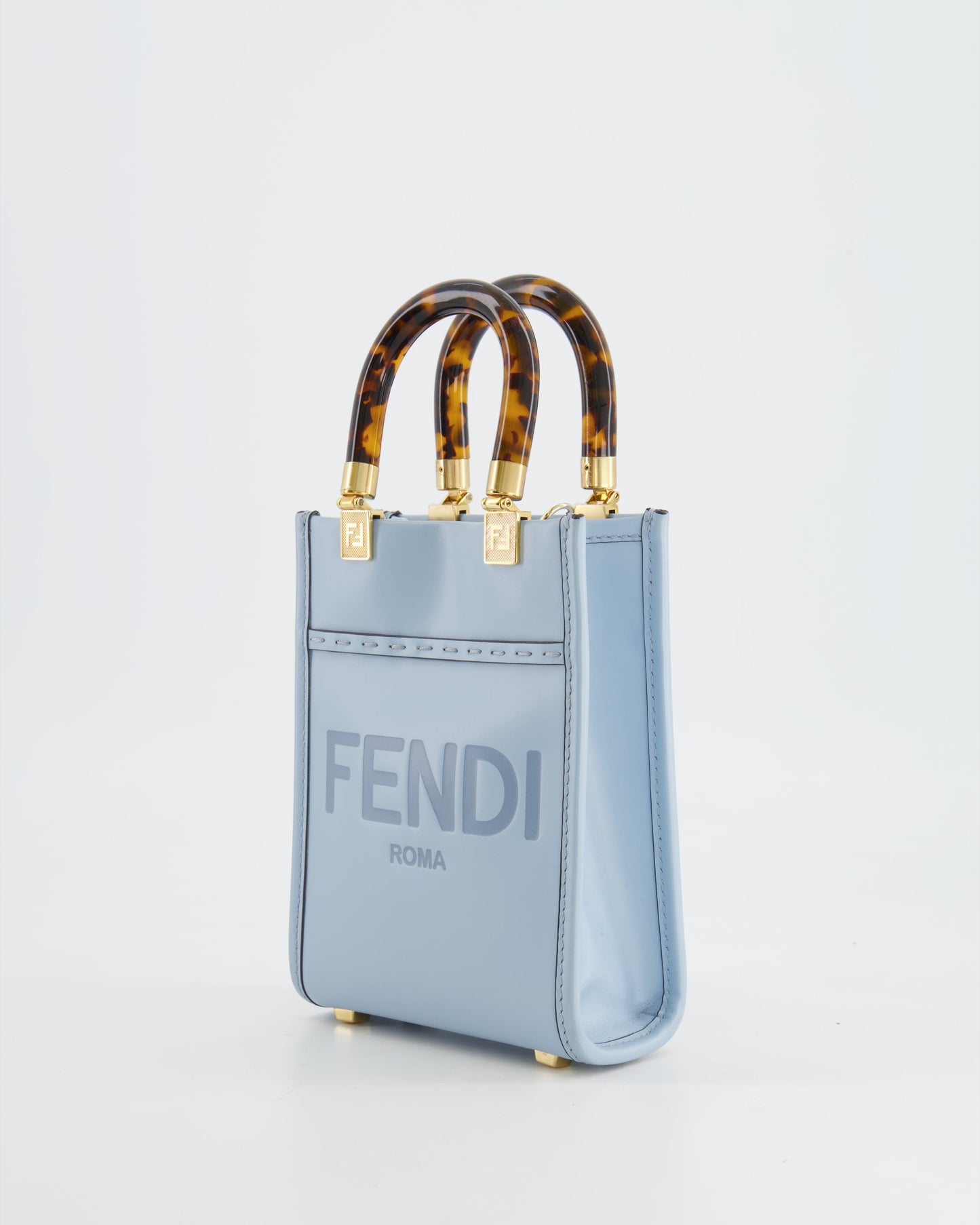 Fendi Baby Blue Leather Sunshine Shopper Mini Bag