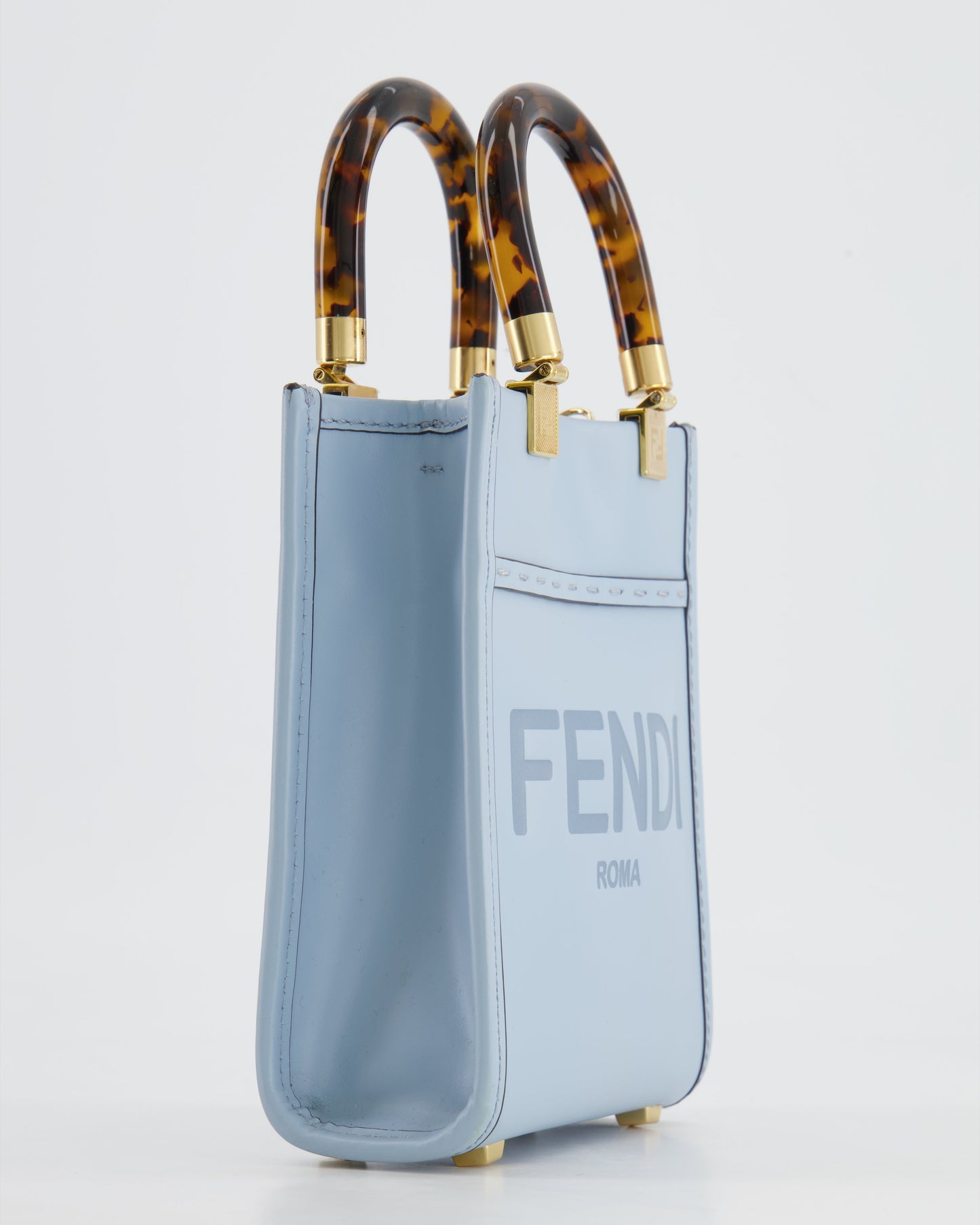 Fendi Baby Blue Leather Sunshine Shopper Mini Bag