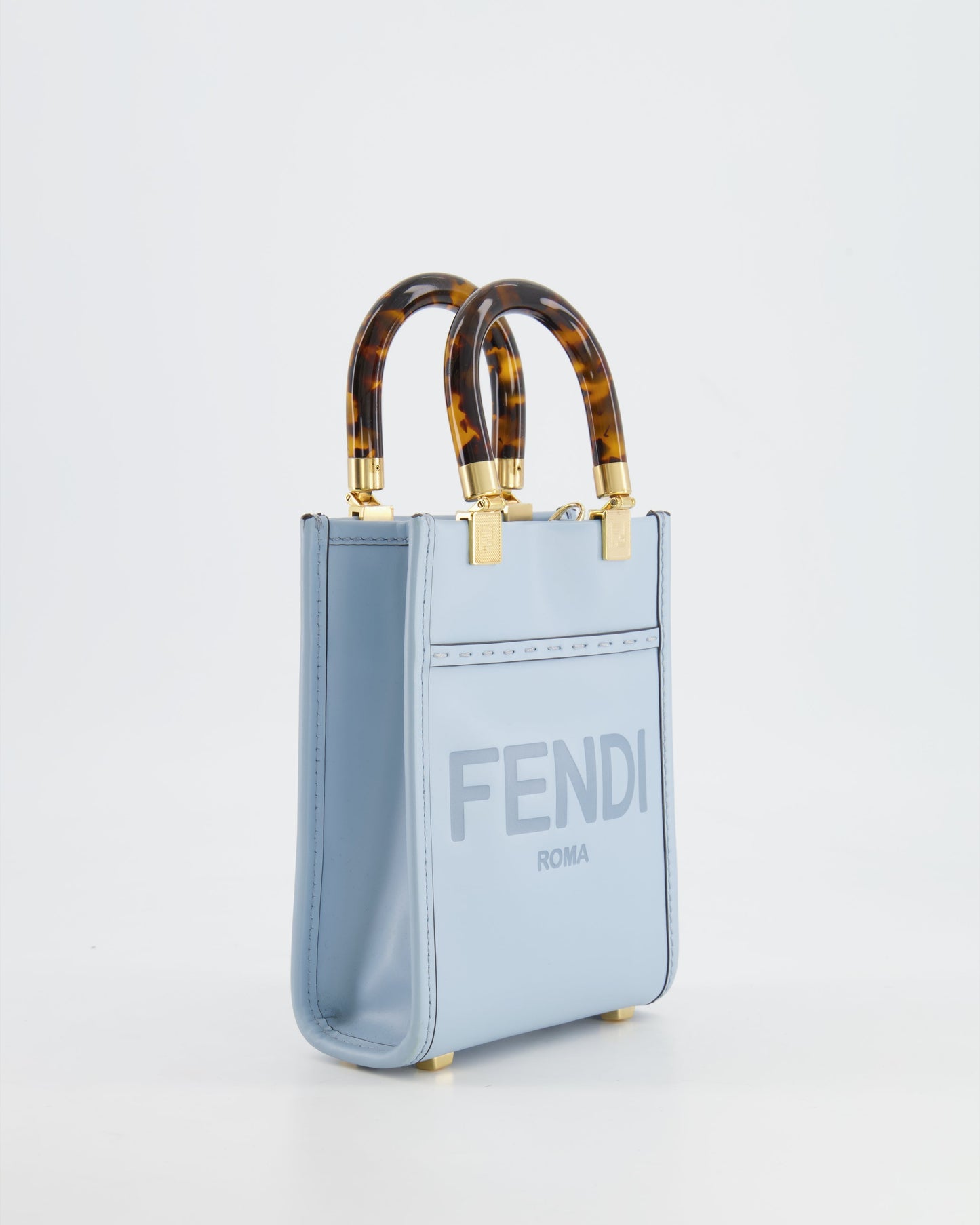 Fendi Baby Blue Leather Sunshine Shopper Mini Bag