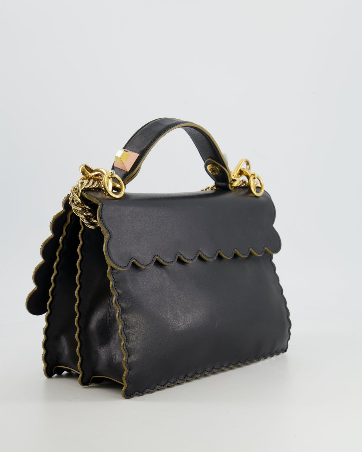 Fendi Midnight Blue Leather "Kan I" Top Handle Bag with Multicolour Hardware