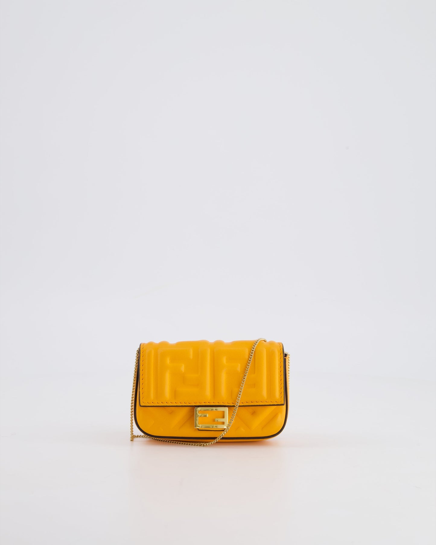 Fendi Orange Nano Baguette Clutch Charm Bag in Nappa Leather with Detachable Chain Strap Detailing RRP £610