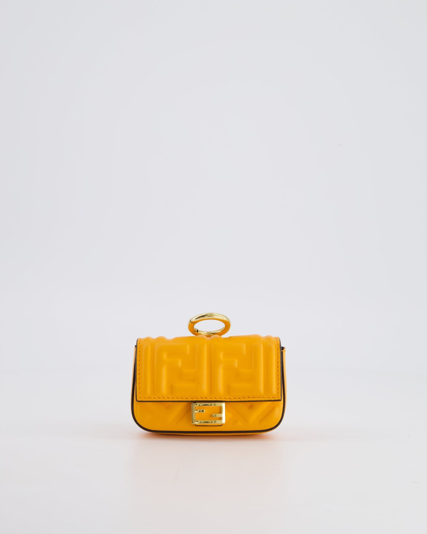 Fendi Orange Nano Baguette Clutch Charm Bag in Nappa Leather with Detachable Chain Strap Detailing RRP £610