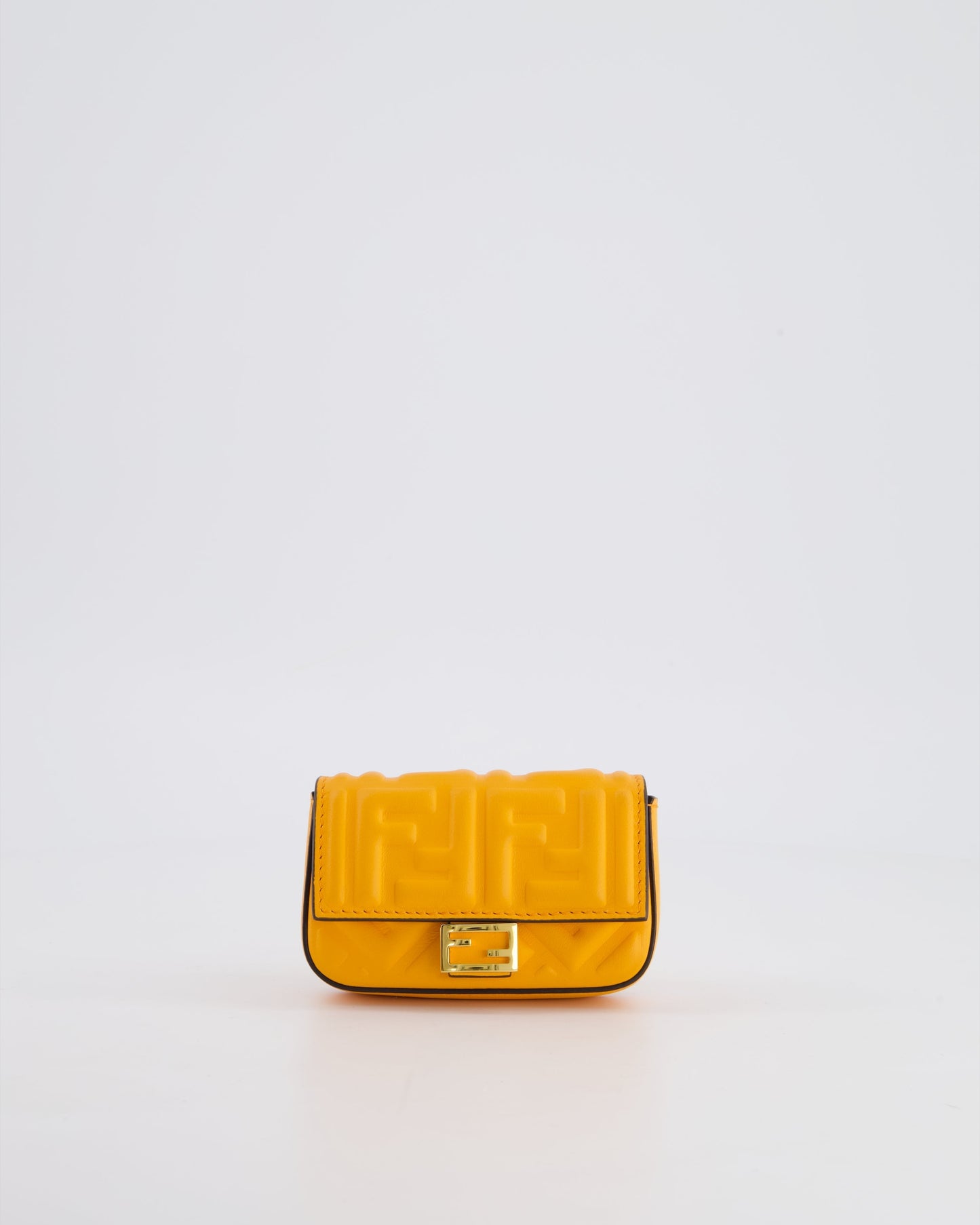 Fendi Orange Nano Baguette Clutch Charm Bag in Nappa Leather with Detachable Chain Strap Detailing RRP £610