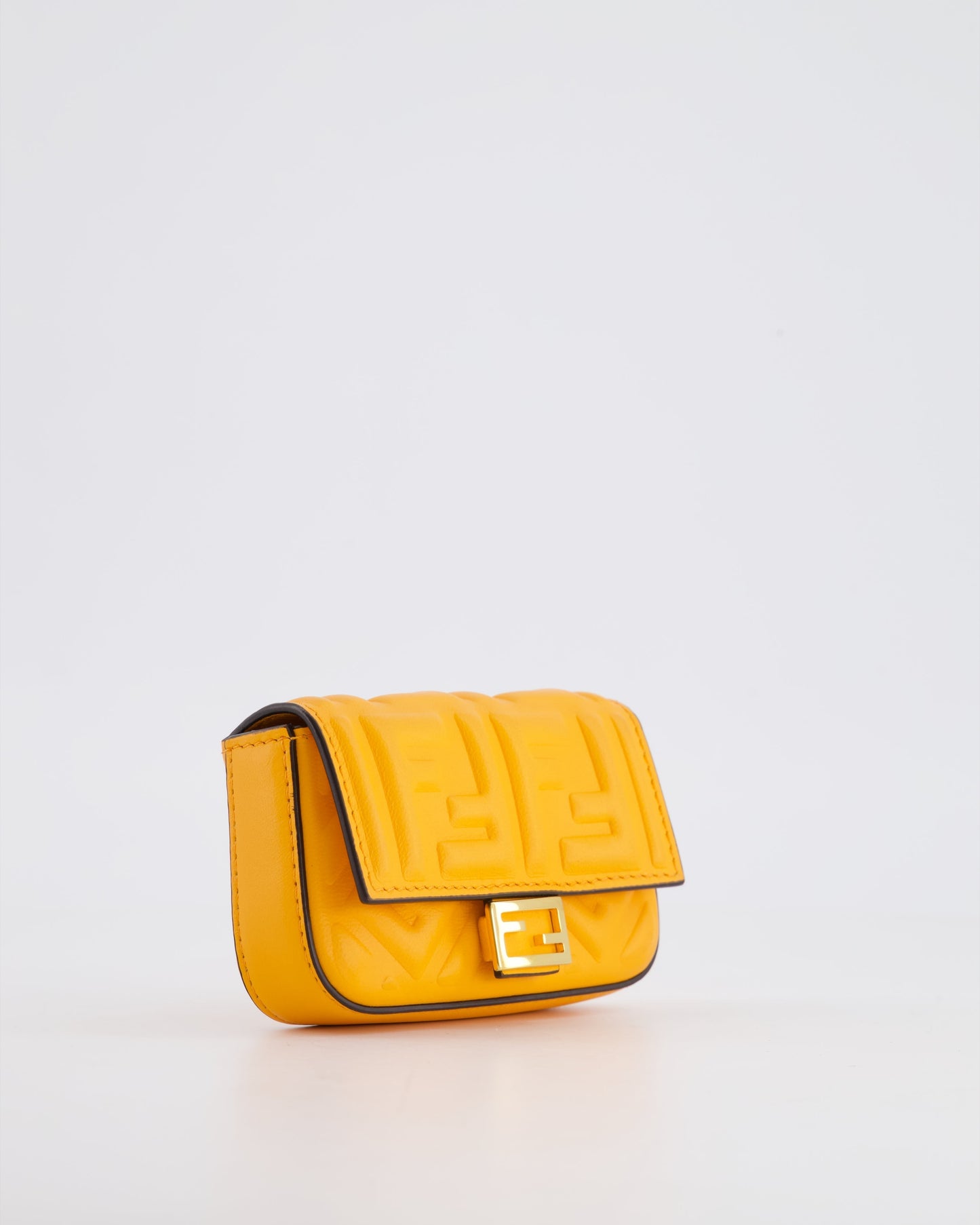 Fendi Orange Nano Baguette Clutch Charm Bag in Nappa Leather with Detachable Chain Strap Detailing RRP £610