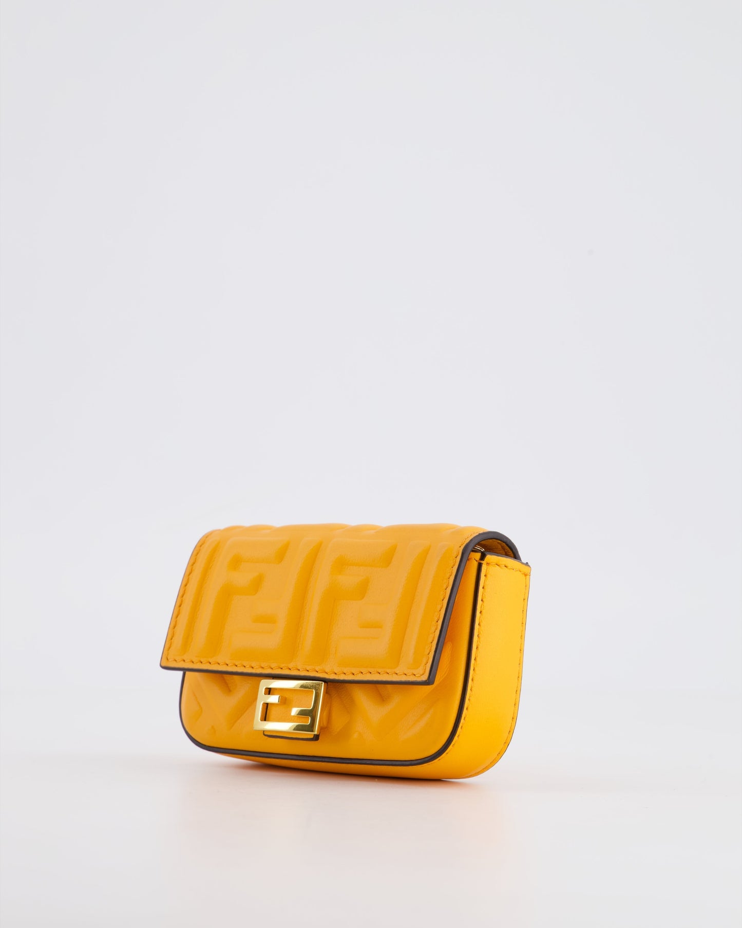 Fendi Orange Nano Baguette Clutch Charm Bag in Nappa Leather with Detachable Chain Strap Detailing RRP £610