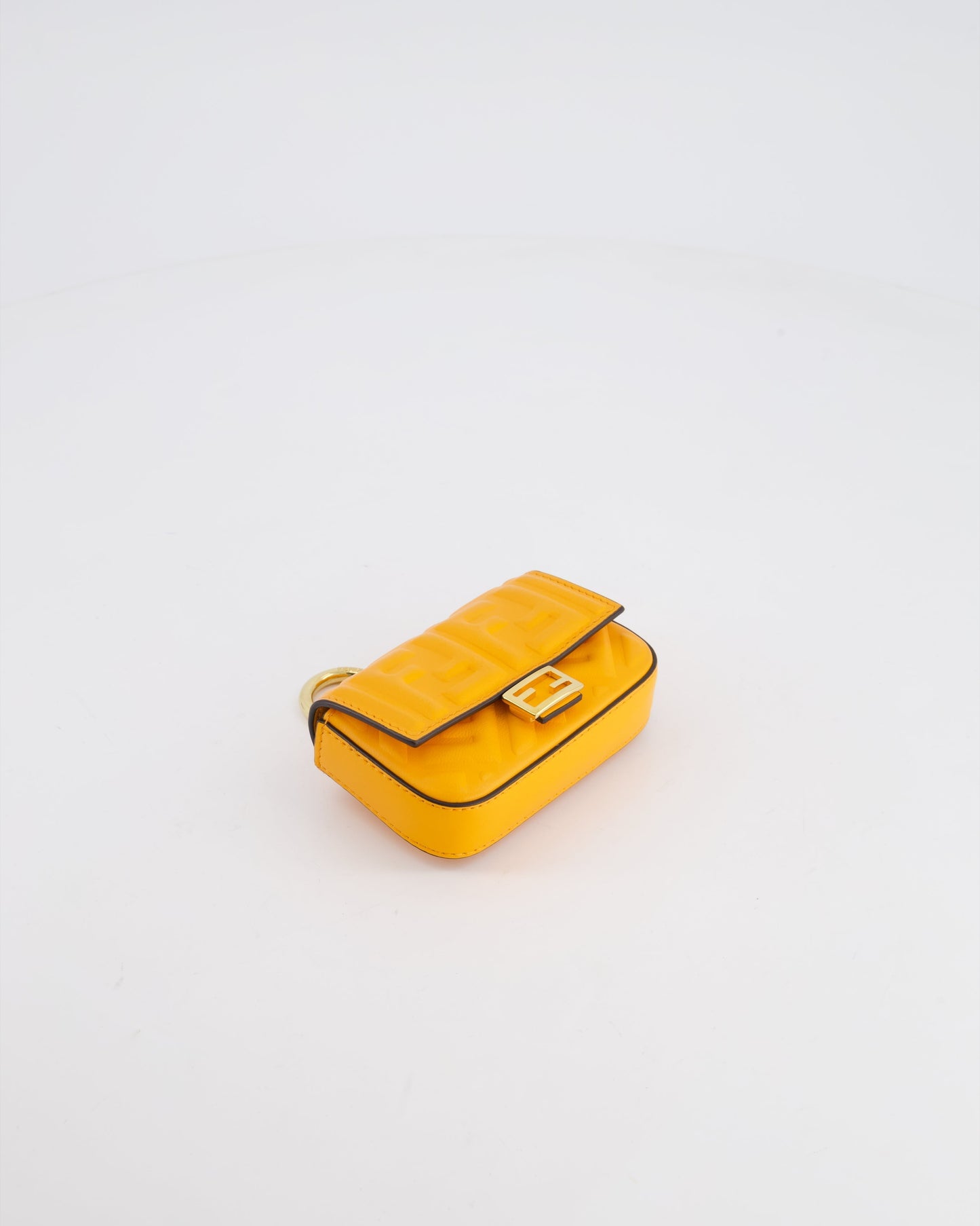 Fendi Orange Nano Baguette Clutch Charm Bag in Nappa Leather with Detachable Chain Strap Detailing RRP £610