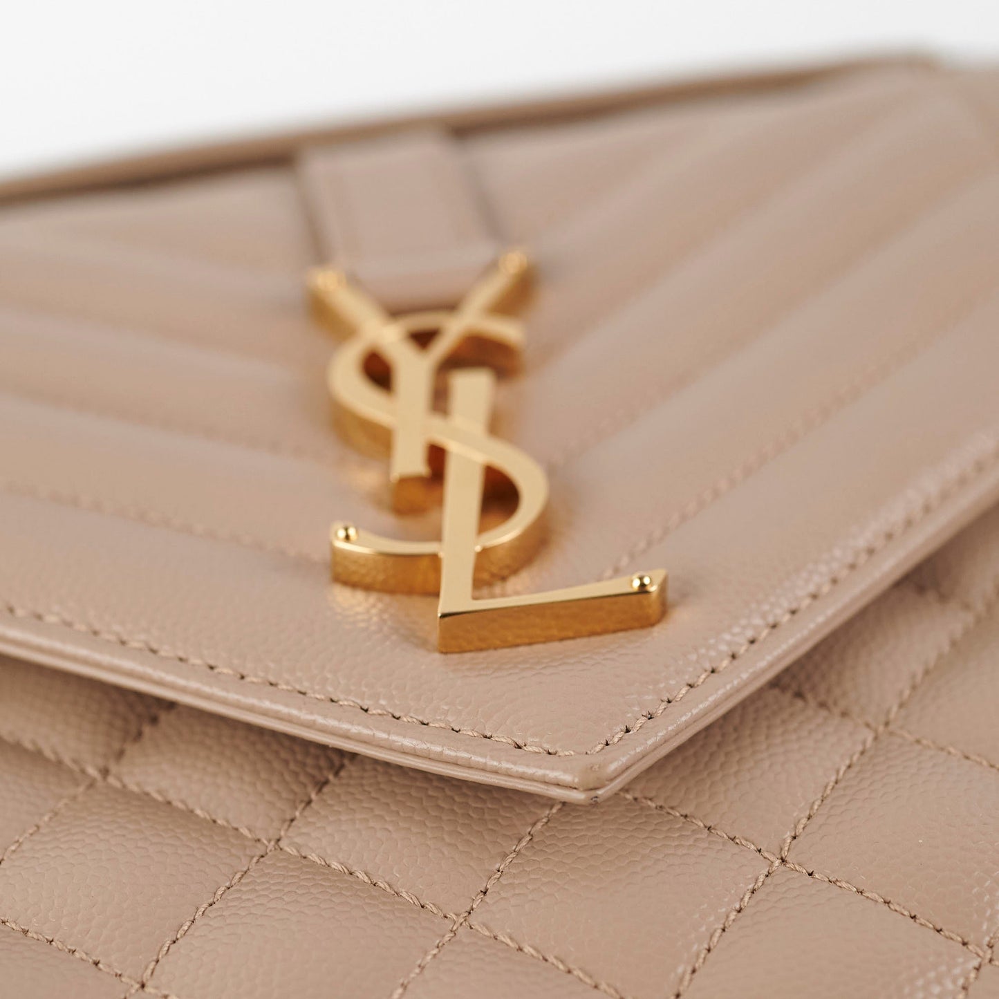 Saint Laurent Envelope Quilted Beige Bag