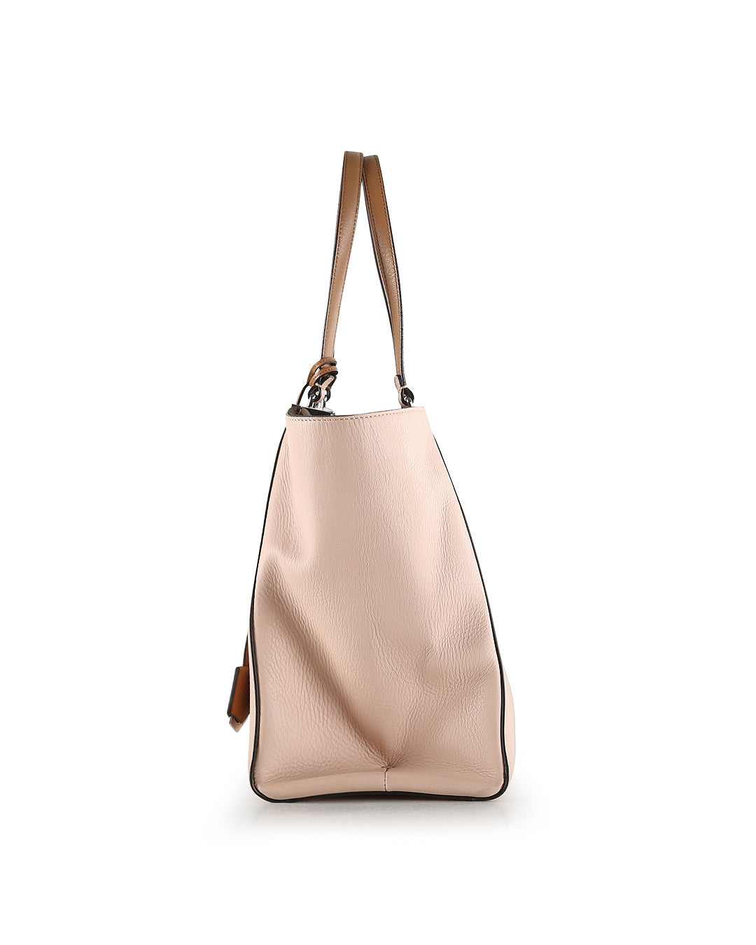 FENDI Tan & Nude Bicolor Leather Trois Jours Shoulder Bag