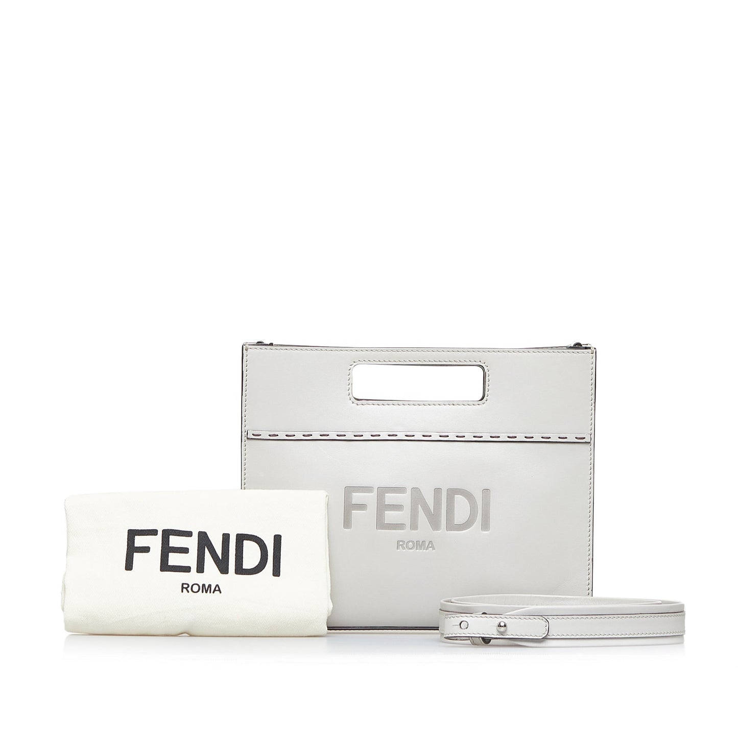 FENDI Mini Logo Debossed Shopper Bag