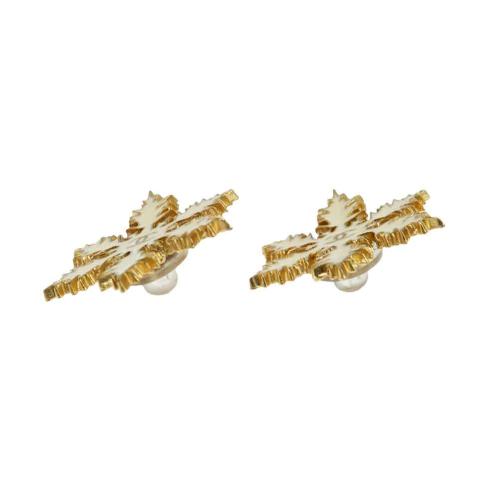 CHANEL Snow Crystal Earring 01A One Pair Coco Mark CC Mark Ivory G Accessoires