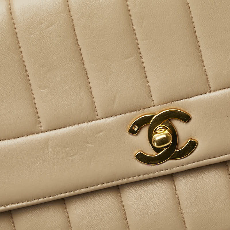 Chanel Mademoiselle Chain Shoulder Bag Beige Leather  Chanel