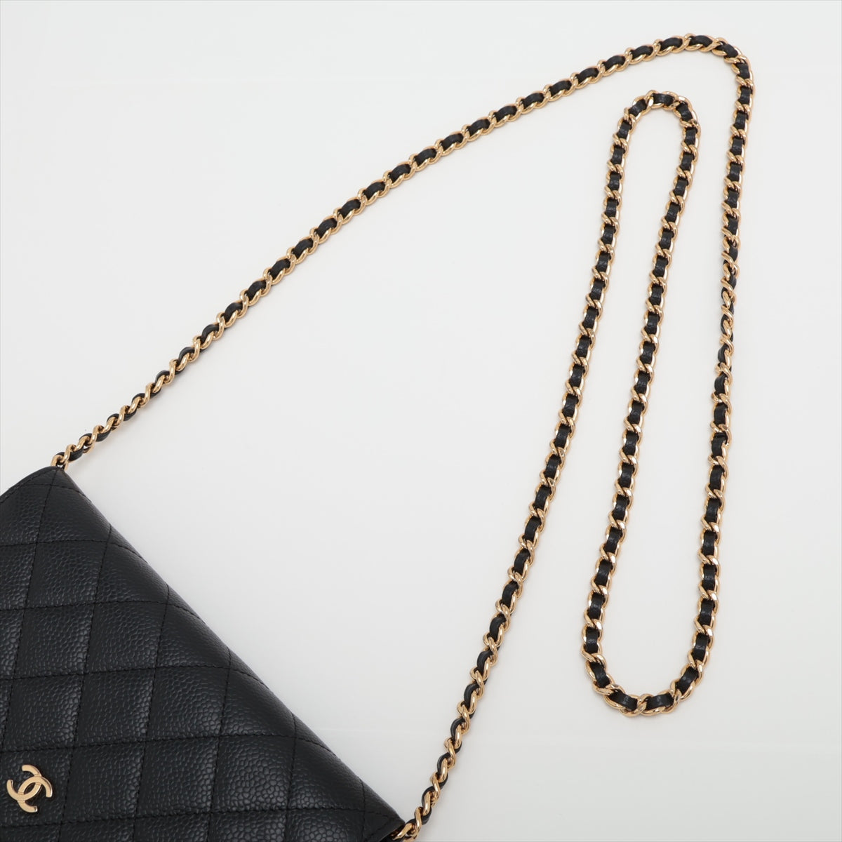 Chanel Matrasse Caviar S Chain Wallet Black G