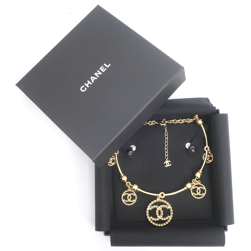 Chanel 5  Charm necklace Chocker C22C Coco CC Mark COCO 50cm G Color Accessories Jewelry