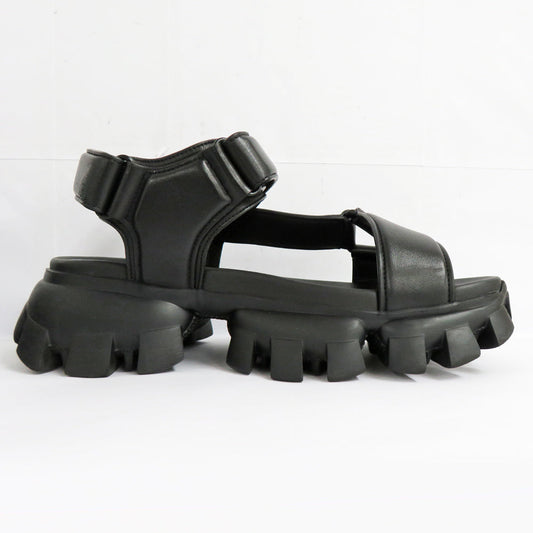 Prada Paded Nappal Leather Sports Sandals 2X3077 Sporty Tape Sandal Black 6 25.0cm Laver   Shoes