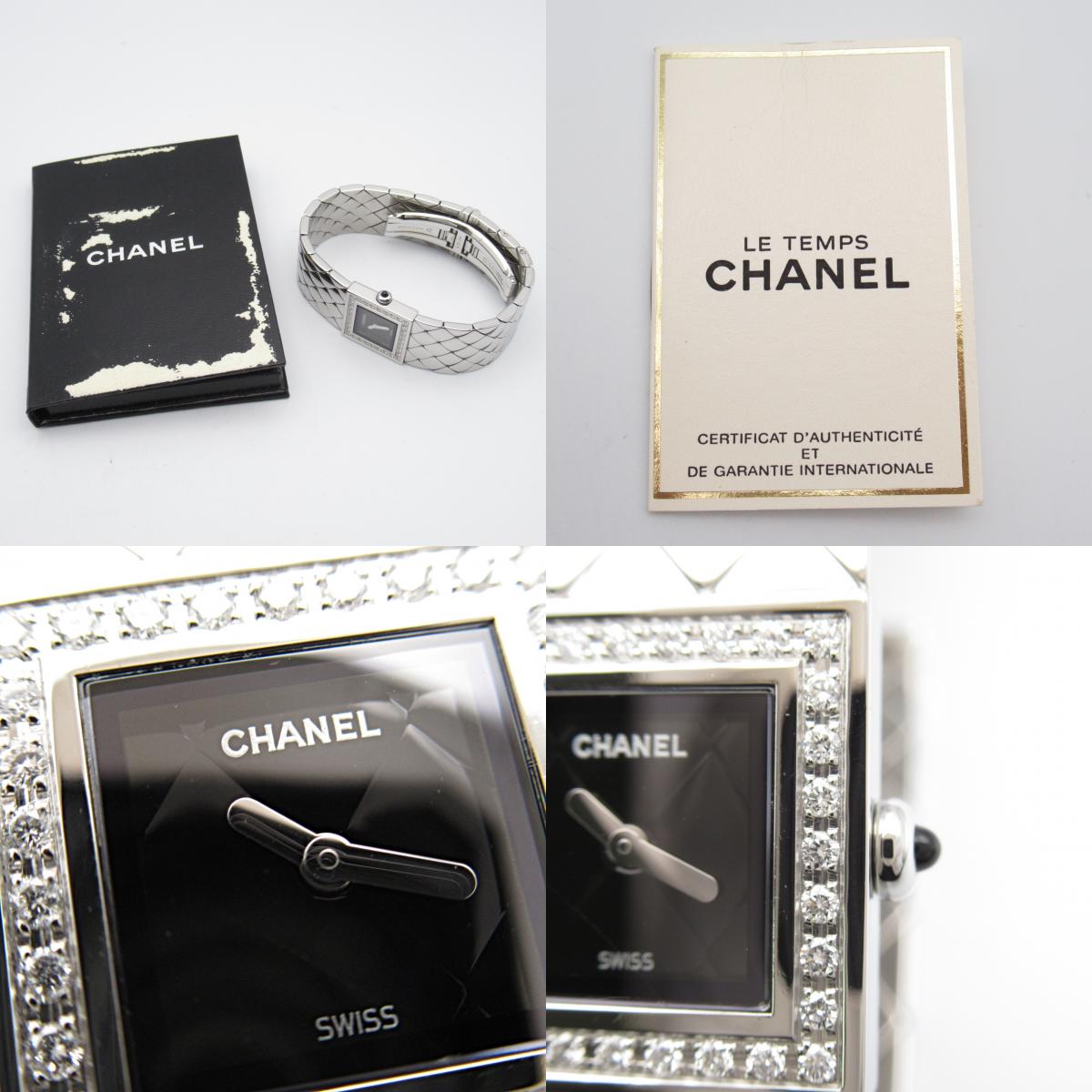 Chanel Diamond Beezel Watch H0489 Black  Watch