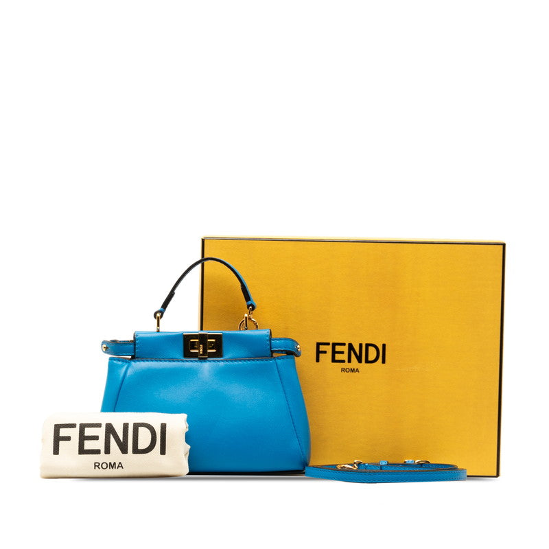 Fendi Micro Peak Small Handbag Shoulder Bag 2WAY 8M0355 Blue G Leather  Fendi