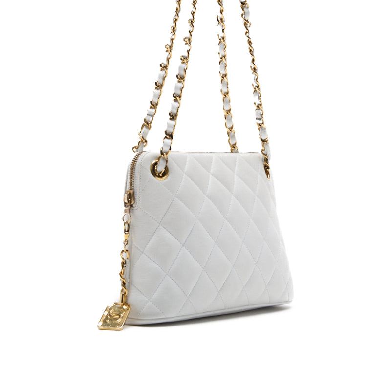 Chanel Matrasse Double Chain Shoulder   Charm  White  Shoulder Bag Mini Shoulder Bag  Bag Hybrid 【 Ship】  Yaboo Online