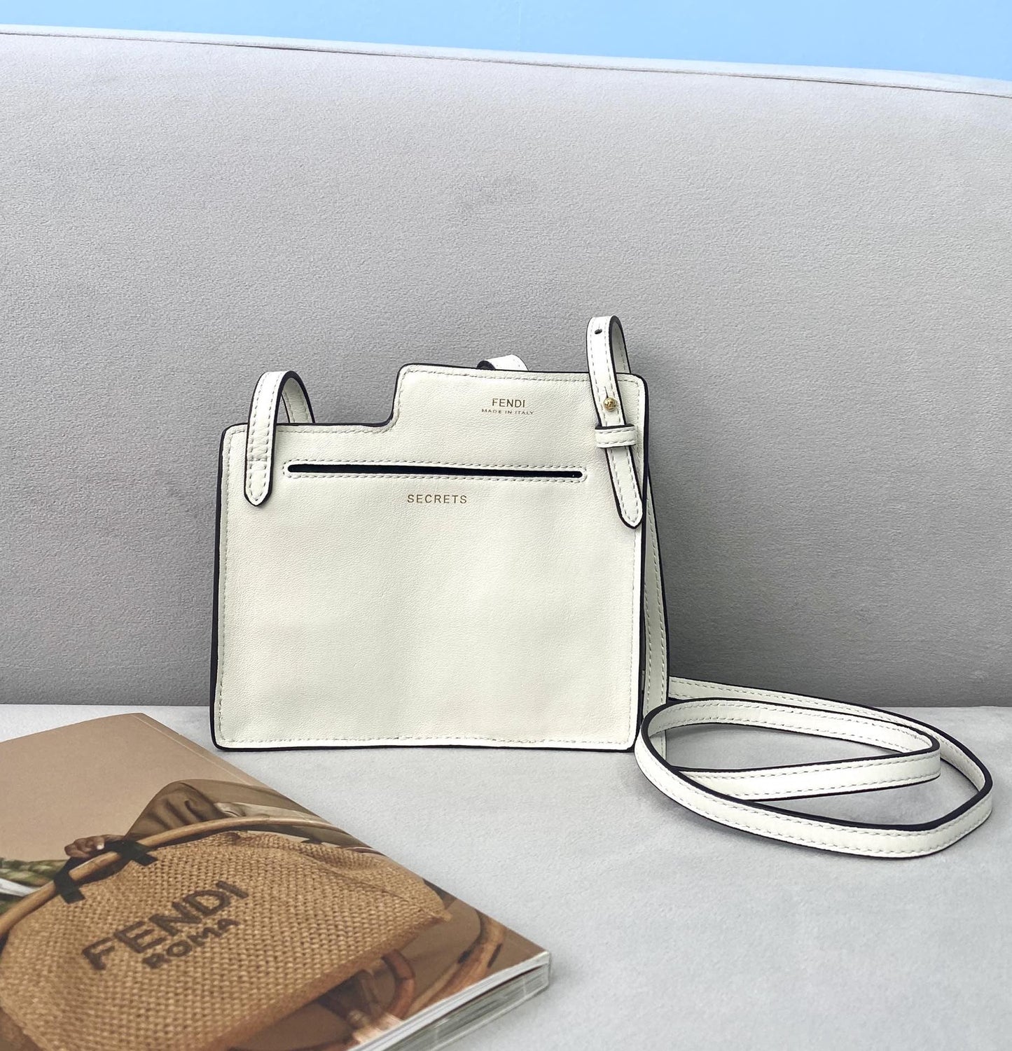 Fendi Bustine 2 Pockets Mini White Bag For Woman 16cm/6in