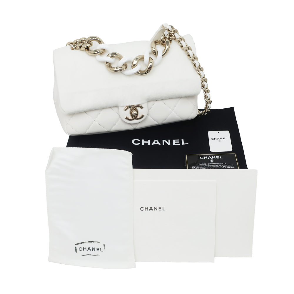 Chanel Matrasse 2WAY Chain Shoulder Bag White Hand GD G