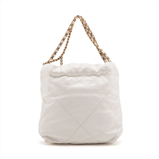 Chanel 22 Mini Leather Chain Shoulder Bag White G  AS3980