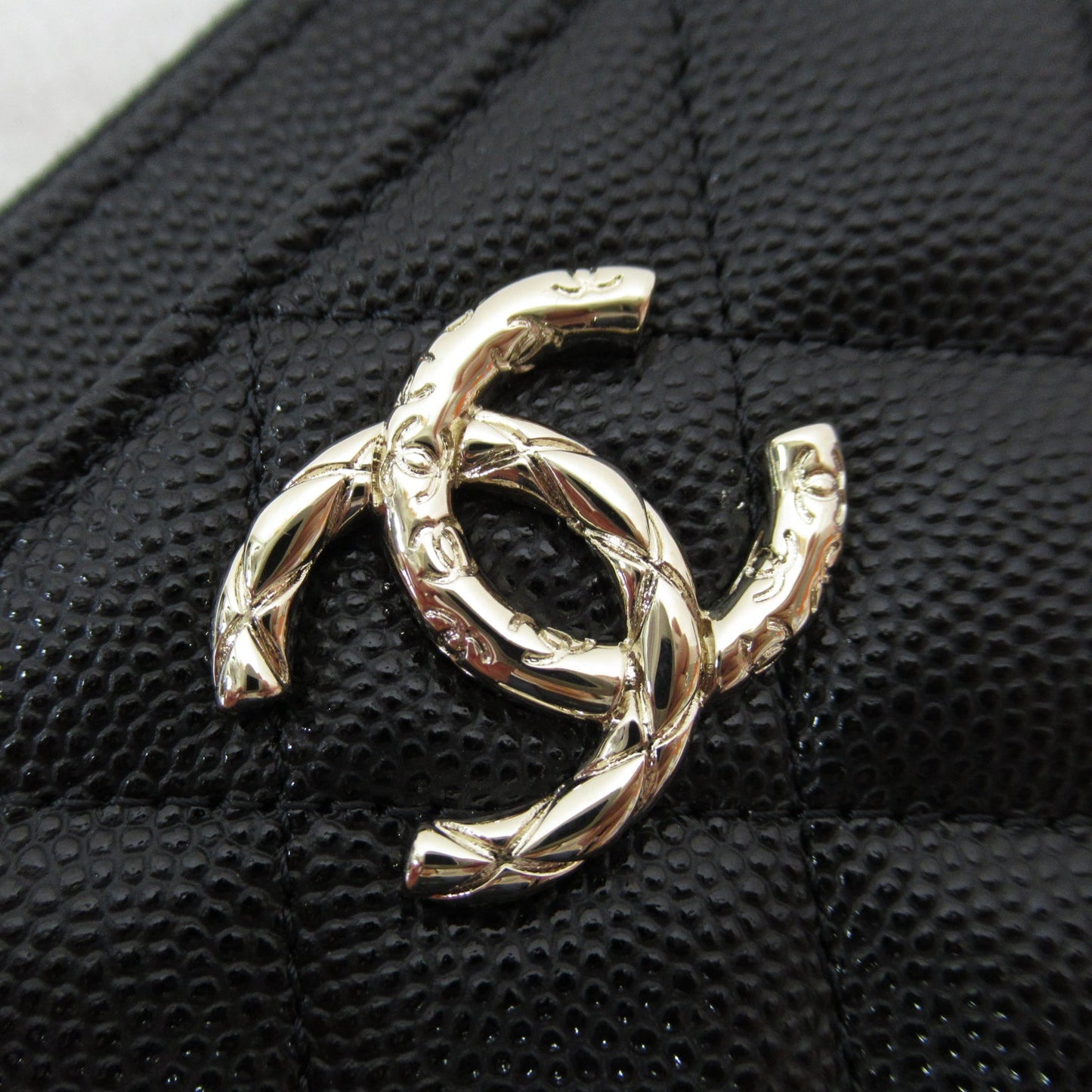 CHANEL Fragment Box Card Box Card Box Accessories Caviar S  Black  AP3982 B16267