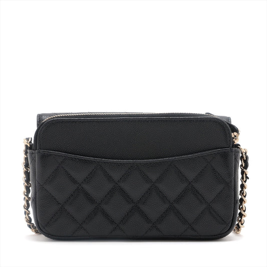 Chanel Matrasse Caviar S Chain Wallet Black G