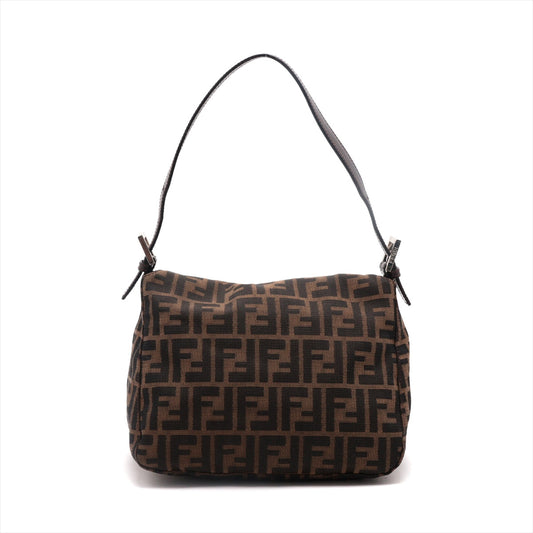 Fendi Zucca Canvas x Leather Shoulder Bag Brown