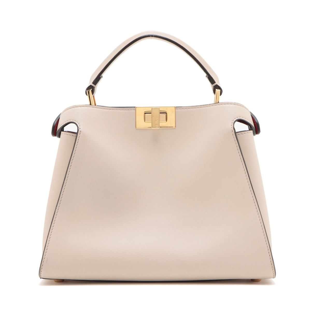 Fendi Peekaboo Essential Leather Handbag Ivory 8BN302