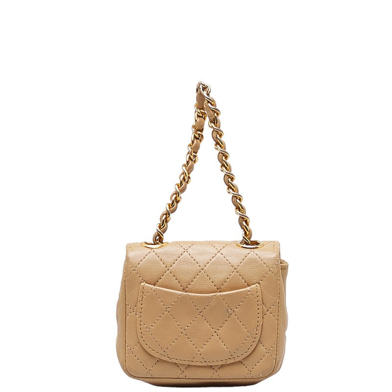 Chanel Mini Matrasse Coco Shoulder Bag Mini Pochette Beige G Leather  CHANEL