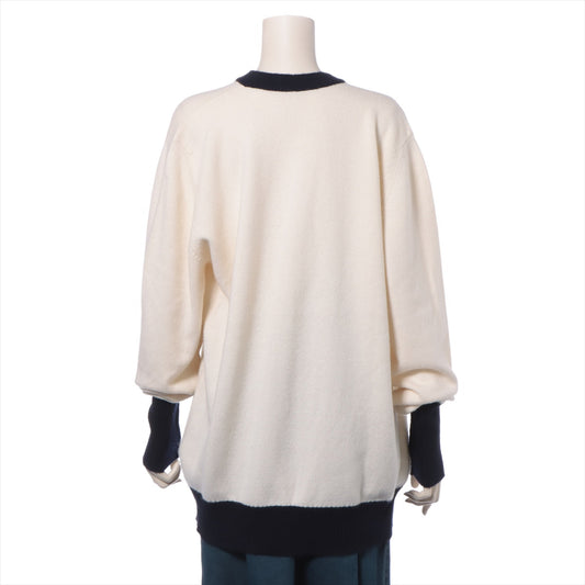 Chanel Cashmere Cardigan 3  Ivory X Navy Clover Button