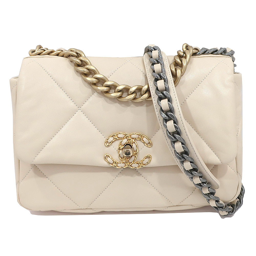 CHANEL CHANEL19 Chain Shoulder Bag Matrasse AS1160  Beige GD/SV G  Woman  28th St/8-digit  Purchase Certificate Box