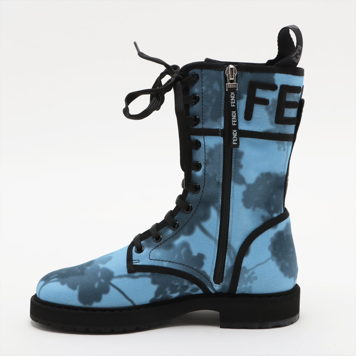 Fendi Linen Boots 37 1/2  Blue Box