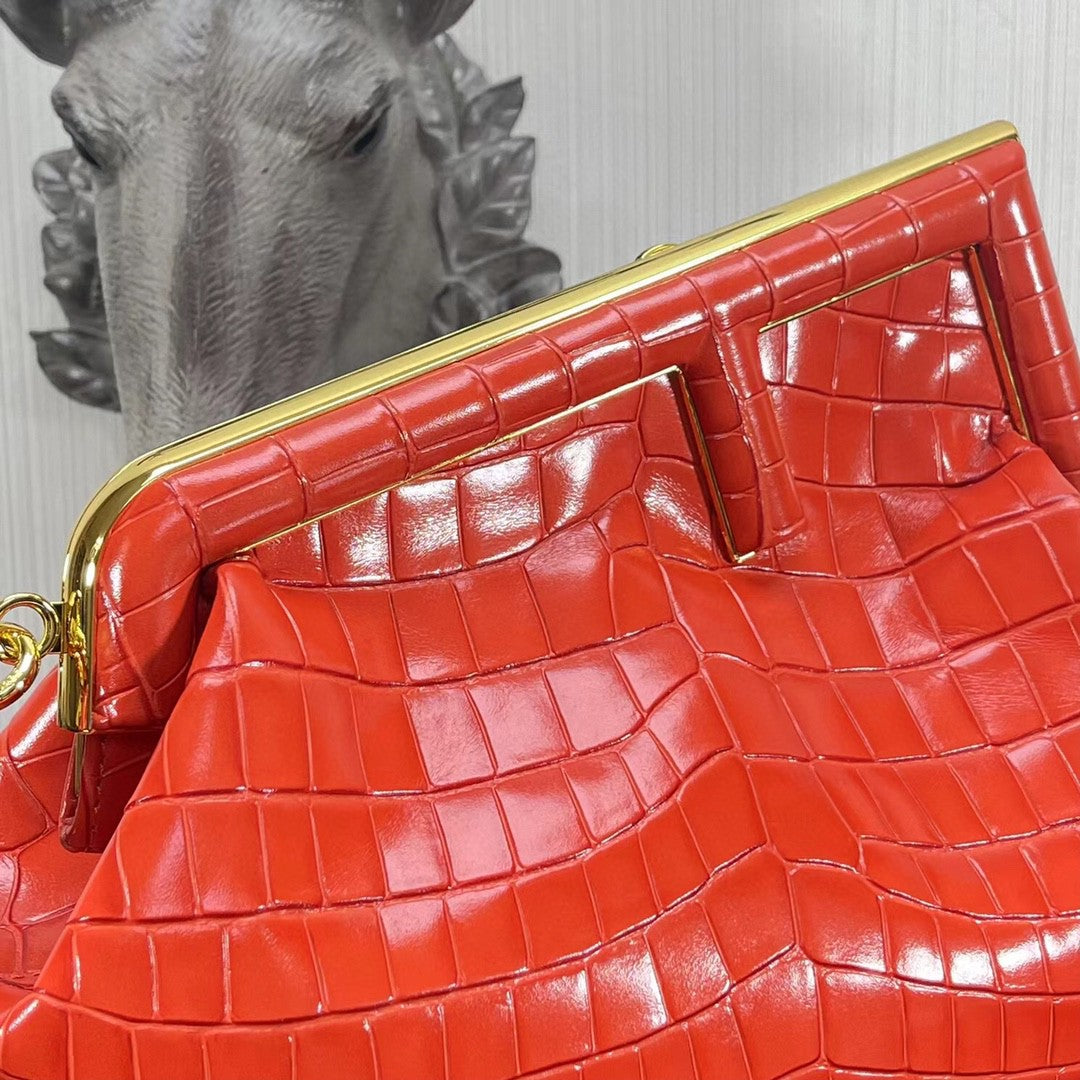 Fendi Fendirst Medium Orange Crocodile Bag For Woman 32.5cm/13in