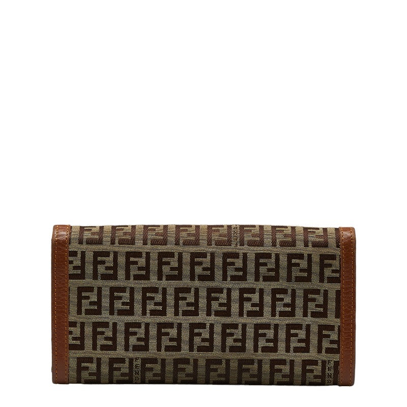 Fendi Zkino Long Wallet 8M0000 Beige Brown Canvas Leather Ladies Fendi