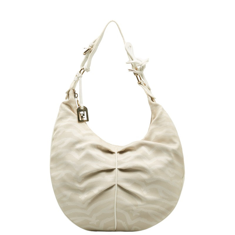 Fendi Zebra  Bag White Beige Canvas Leather  Fendi