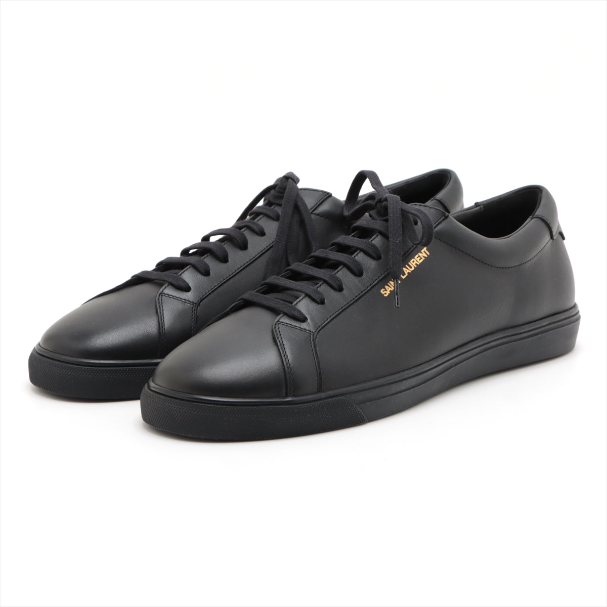 Saint Laurent Leather Trainers 46 Men Black 606833 Change