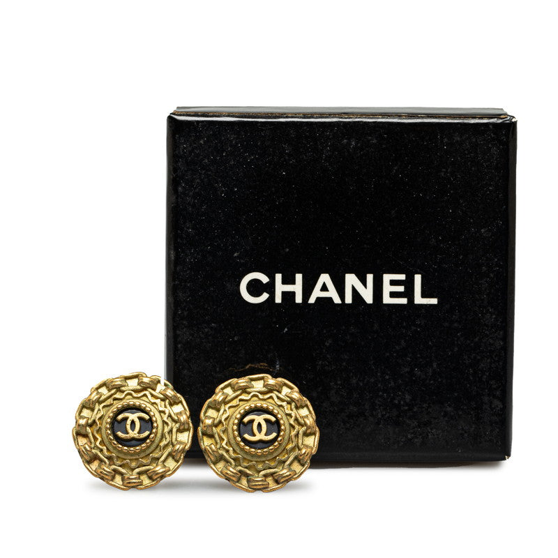 Chanel Vint Coco Chain Earrings Black G   Chanel