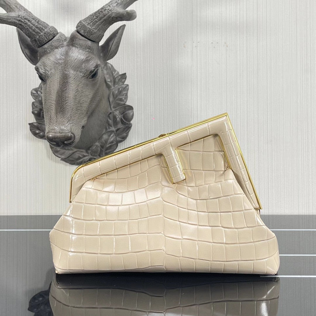 Fendi Fendirst Small White Crocodile Bag For Woman 26cm/10in