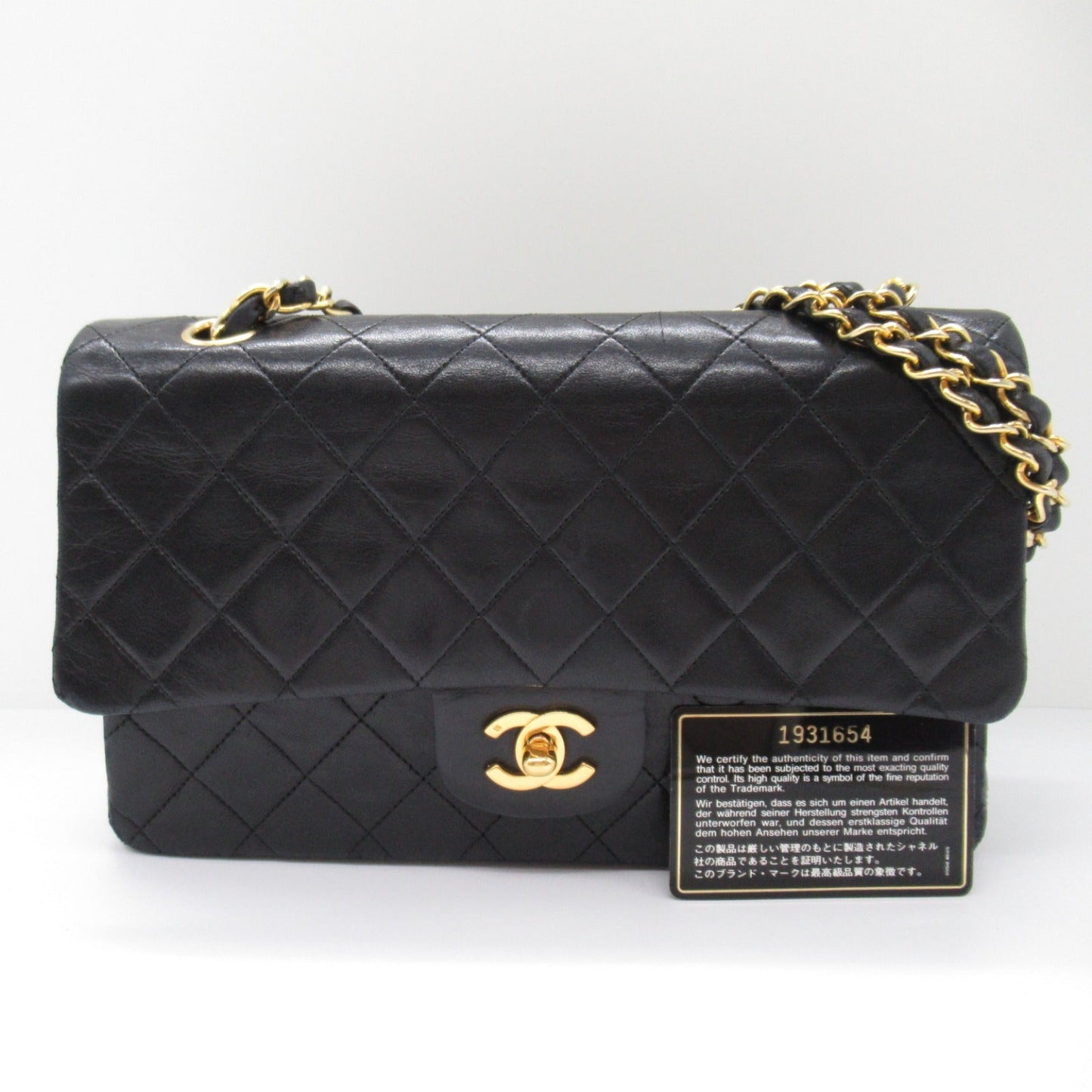 Chanel Double Flap Chain Shoulder Shoulder Bag  Black A01112