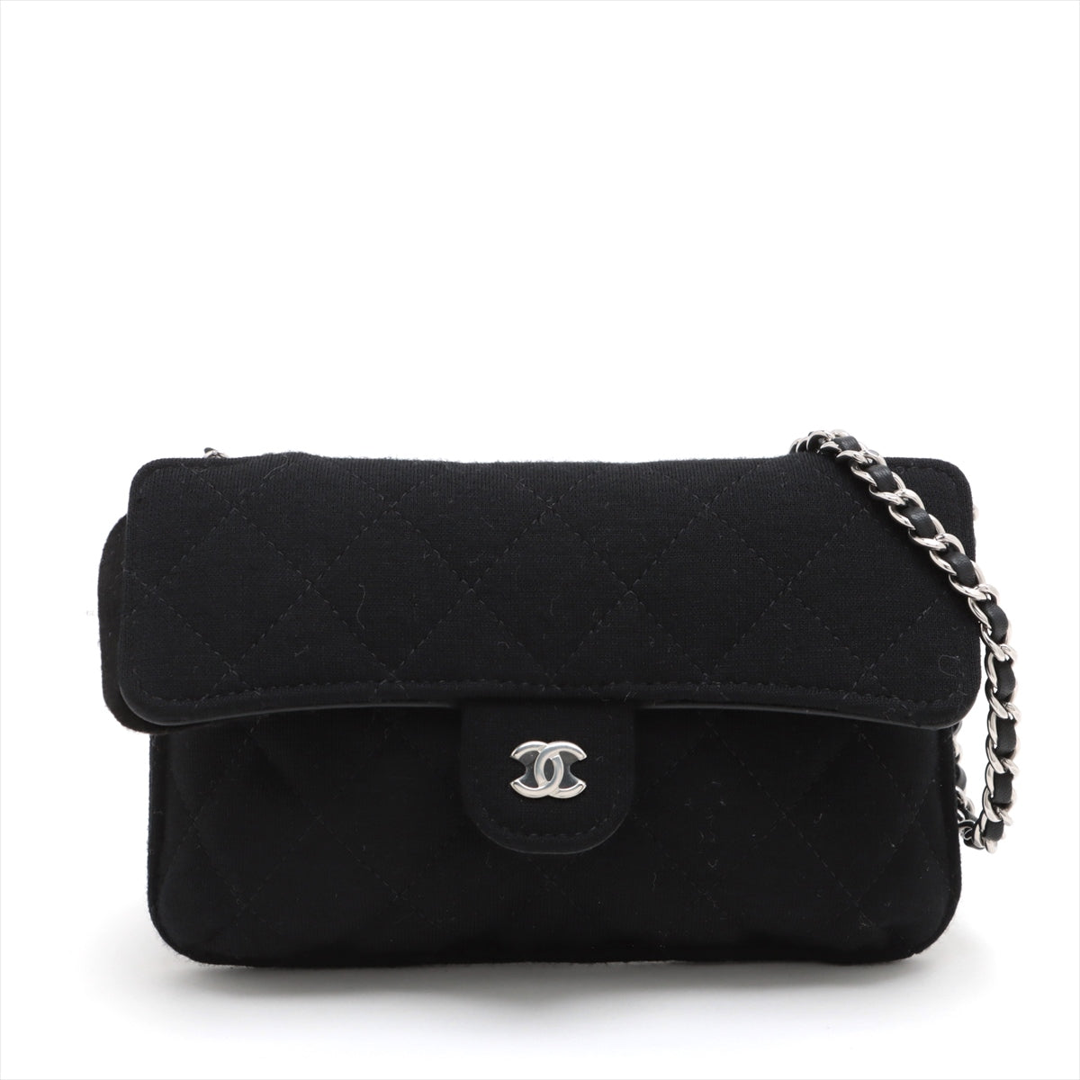 Chanel Matrasse Cotton X Leather Chain Shoulder Bag Eco Bag Black Silver G  31st