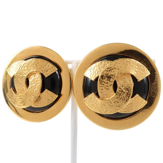 CHANEL EARLING COCOMARK GOLD MECKING BLACK about 49.8g LADY SCHOOL EARLING CHANEL EARLING BLACK