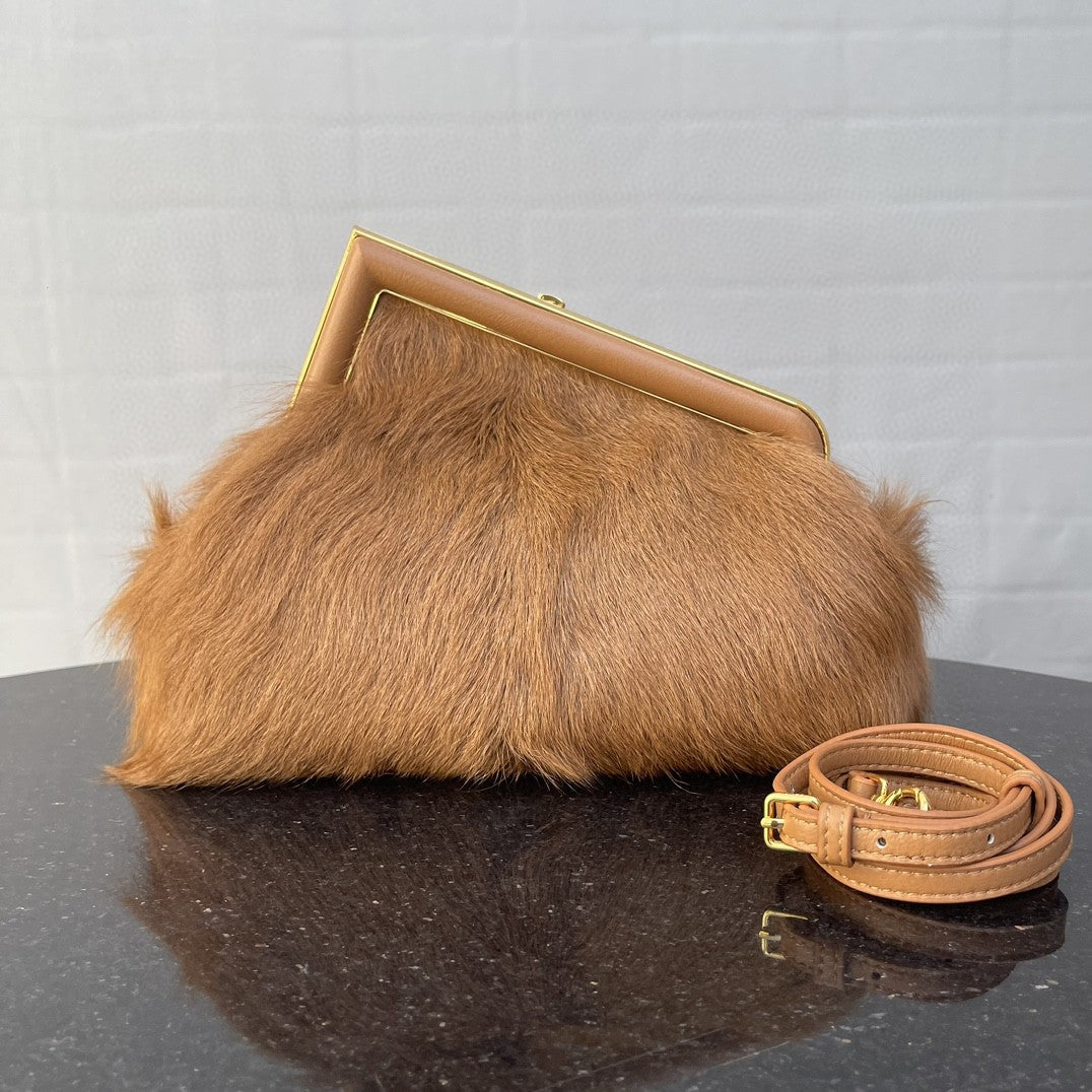 Fendi Fendirst Small Brown Fox Fur Bag For Woman 26cm/10in