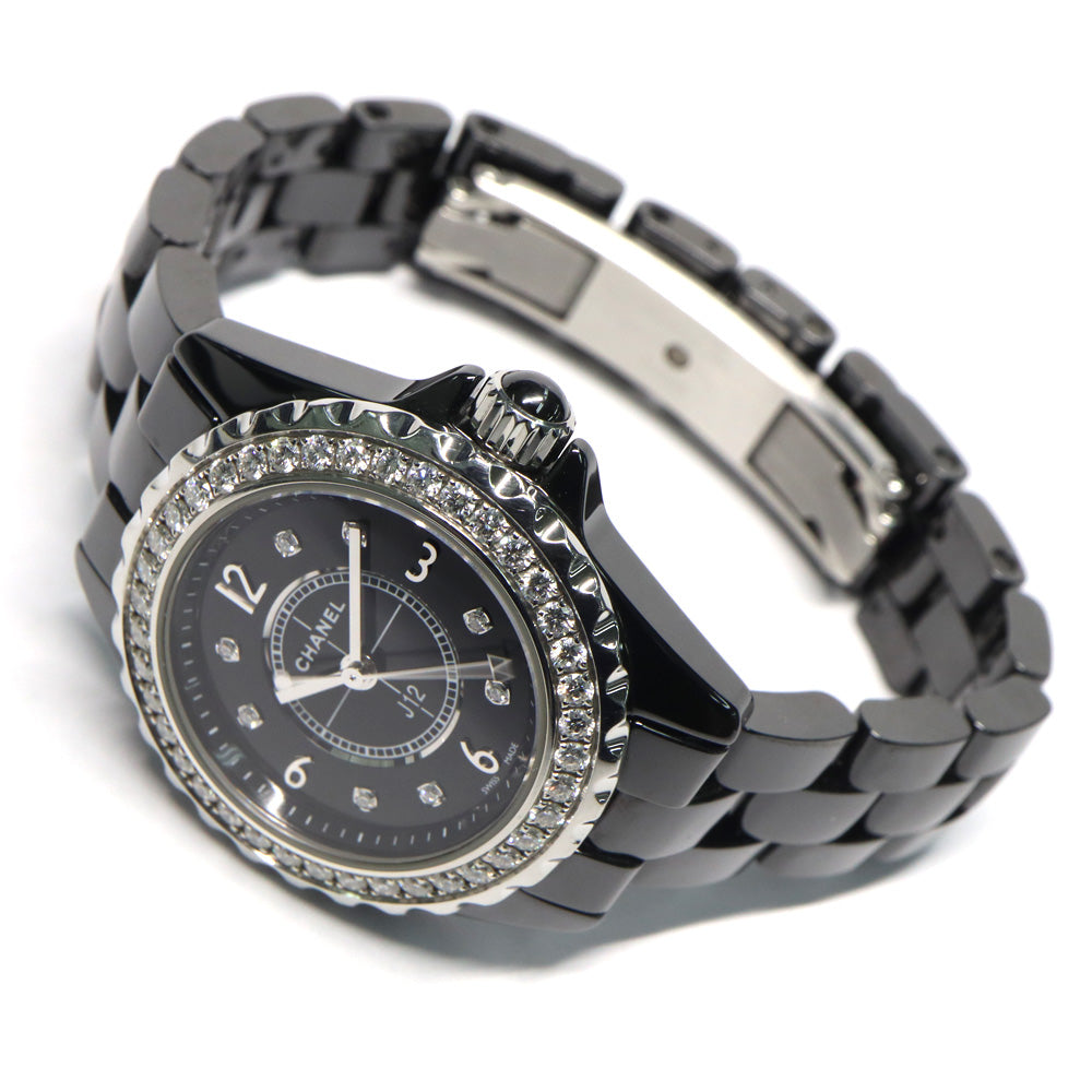 CHANEL J12 29MM H2571 Black Ceramic Diamond Beezel Black 8P Diamond Quartz  Watch