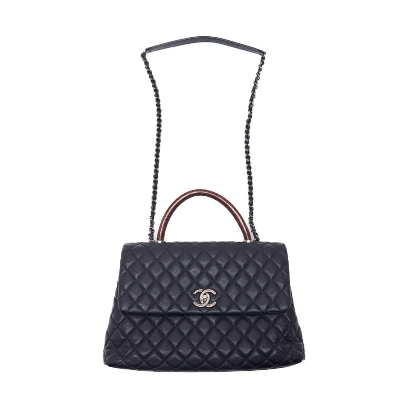 CHANEL Matrasse Coco Handle 2w Handbag Caviar SRizard Navy×Bo (Silver Gold ) Handbag  Shoulder Bag Race Dinner Bag Hybrid 【 Ship】 Himalayan Bookstore Online