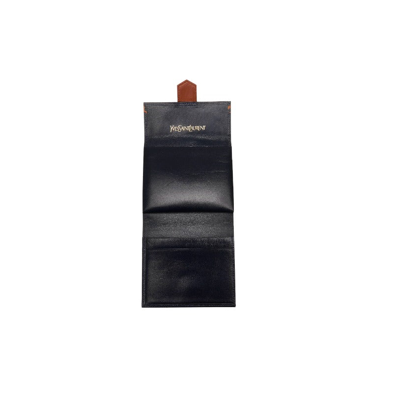 Saint Laurent Folded Wallet in Leather Navy Orange