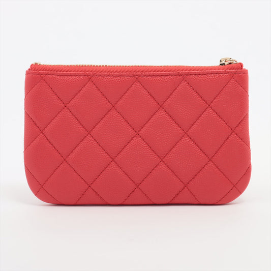 Chanel Matrasse Caviar S Pouch Red G  31st