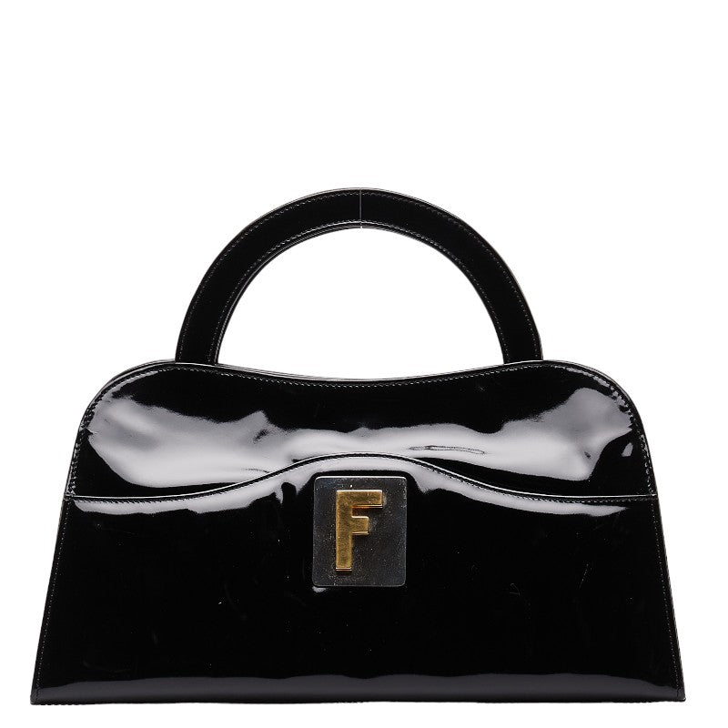 Fendi Logo G  Handbag Black Patent Leather  Fendi Ginzo