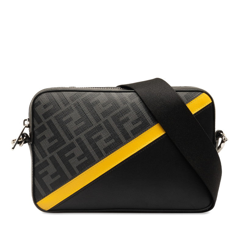 Fendi Zucca Cam Slipper Shoulder Bag 7M0286 Black Yellow PVC Leather Men FI 【Handy】 FENDI